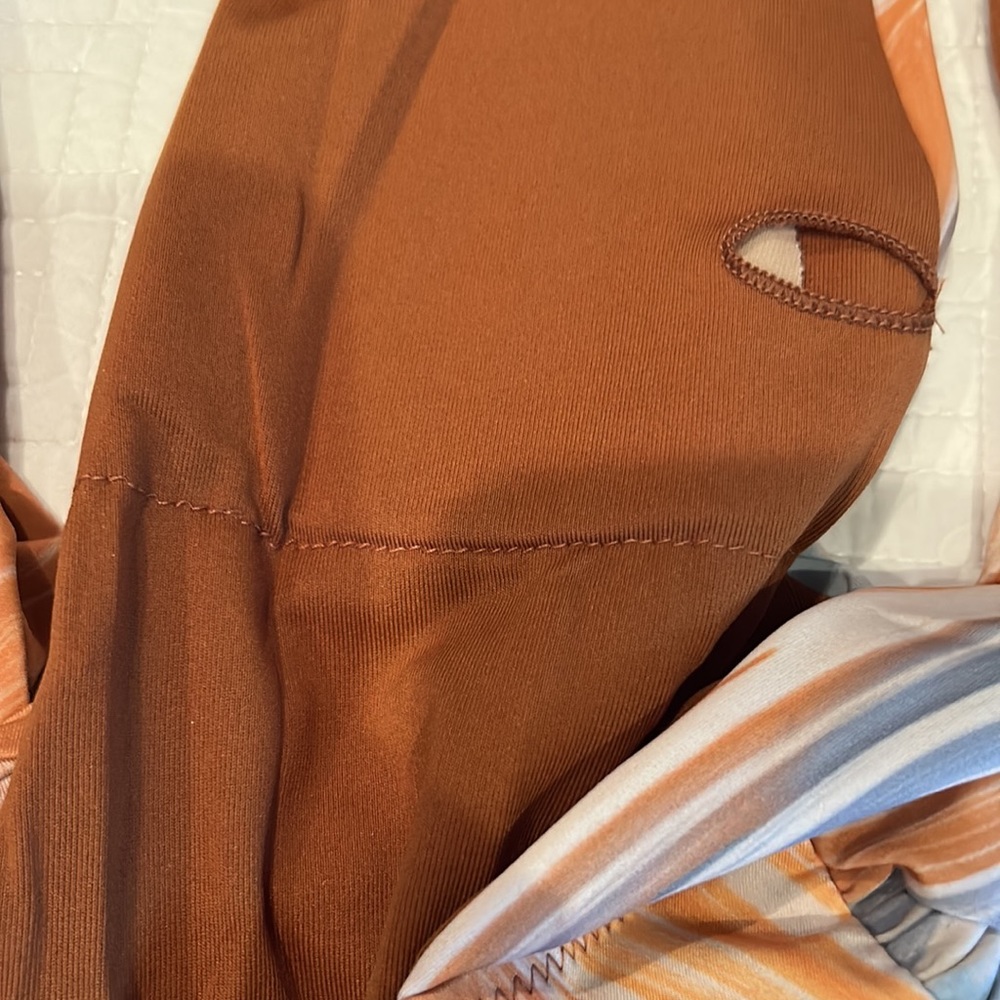 Zara Marble-Print One-Piece Swimsuit in Brown, Blue & Cream - Picture 7 of 10